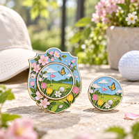 Marqueur de balle de golf magnétique en émail souple, motif floral et papillon, personnalisé OEM ODM, en métal, accessoires de golf, cadeau souvenir pour golfeur
