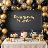 Guirlande pré-attachée Skibidi Birthday Ya Rizzler - Décorations d'anniversaire en polyester pour adolescents et jeunes filles - Fournitures de fête pour usage intérieur, cadeaux