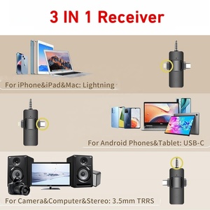 2mic 3 in1 không dây Lavalier Microphone điện thoại di động vlog video ghi âm phỏng vấn phát thanh truyền hình ve áo Micro không dây Mic - Product Image 2