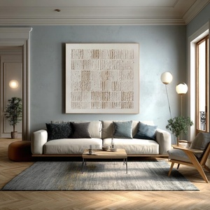 Arte Mural 3D Texturizado, Pintura al Óleo Wabi-Sabi Pintada a Mano por un Artesano, Arte Mural en Lienzo para Decoración Serena de Hoteles y Hogares Minimalistas - Product Image 6