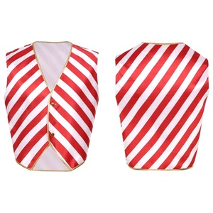 Gilet en satin à rayures canne à sucre pour homme grande taille avec bordure dorée pour Noël, fête à thème cosplay, Halloween - Product Image 5