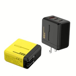 US <b>Plug</b> 65W Foldable GaN Charger Multi Functional Dual USB <b>C</b> Travel <b>Adapter</b> QC3.0 2C+A Charging Block - Product Image 2