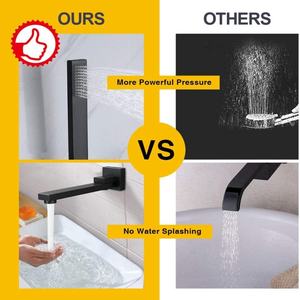 <span class=keywords><strong>Robinet</strong></span> de baignoire mural en laiton massif noir mat 180 °   <span class=keywords><strong>Robinet</strong></span> pivotant à poignée unique avec douchette à main - Product Image 5