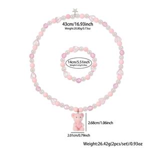 Gioielli Carini per Bambine Collana Braccialetto con Ciondolo a Forma di Orsetto, Gioielli per Travestimenti da Principessa Regalo per Bambine - Product Image 5