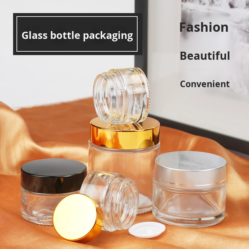30g Transparent Glass Cream Jar for Skin Care Ointment Cosmetic Dispensing Empty Jar with Plastic Cap