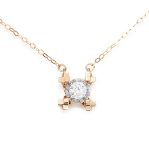 2024 New 0.1ct Diamond Necklace 18K Gold Inlaid 10 Points Natural Diamond Necklace OEM manufacture fashion women necklace