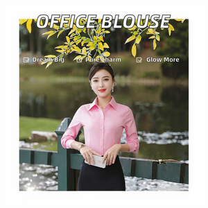 Blusa de Oficina de Manga Larga para Mujer, Tallas S-5XL, Color Sólido, Formal, con Botones en la Solapa, Camisa Casual de Verano - Product Image 3