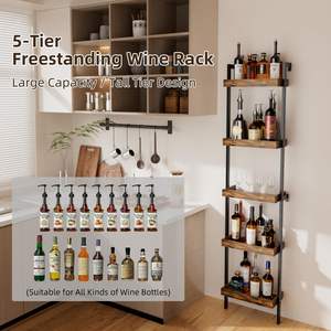 Estante para Botellas de <span class=keywords><strong>Vino</strong></span> de 5 Niveles, Estante Alto para Exhibición de Botellas de Licor con Rejillas, Almacenamiento para Whisky, para Comedor, Cocina, Bar - Product Image 4