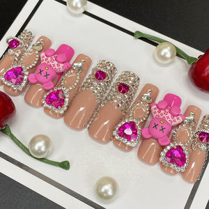 Nuevo Juego de <span class=keywords><strong>Uñas</strong></span> Acrílicas de Cobertura Completa Extra Largas Hechas a Mano, Súper Lujosas, Brillantes y Completamente Decoradas, 10 <span class=keywords><strong>Uñas</strong></span> Artificiales - Product Image 6