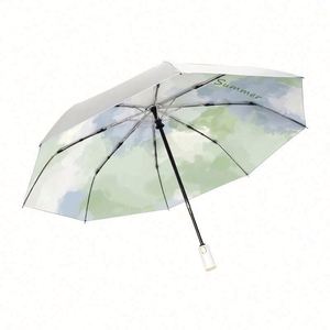 Parapluie de voyage pliable en 3 sections, personnalisé, pour soleil et pluie, en polyester/ponge, imprimé sérigraphié, avec revêtement UV et logo, vente en gros - Product Image 1