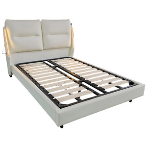 Leather Upholstered Bed 1.8m With Soft Backrest Low Box Bedroom Furniture - Product Image 5