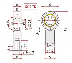 Roulement à rotule haute précision SI12TK, filetage femelle droit, joint <span class=keywords><strong>Heim</strong></span> - Product Image 4
