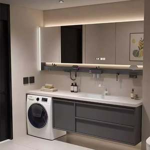 Modern Minimalist Dark Series High-end Hotel Style Bathroom <b>Vanity</b> with extra Large Smart Mirror - Product Image 6