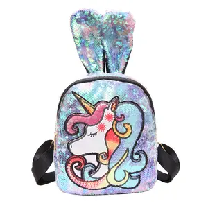 Brilhante mágico bonito magia lantejoula mini unicórnio mochila para meninas