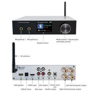 Amplificador <span class=keywords><strong>de</strong></span> Audio Profesional para Karaoke CL-600B <span class=keywords><strong>de</strong></span> Metal con Bluetooth 5.0 y AirPlay |   Micrófono RCA y (ARC) para Cine en Casa - Product Image 1