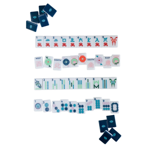 <span class=keywords><strong>Mahjong</strong></span> américain de luxe moderne pliable et portable, tuiles en acrylique bleu marine gravées, 160 tuiles, 2 couches, durable et écologique - Product Image 2