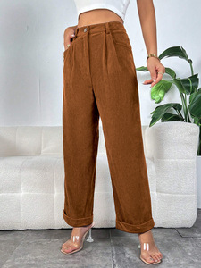 Nuovo Design <span class=keywords><strong>Pantaloni</strong></span> da <span class=keywords><strong>Donna</strong></span> <span class=keywords><strong>a</strong></span> Vita Alta con Tasche <span class=keywords><strong>in</strong></span> <span class=keywords><strong>Velluto</strong></span> <span class=keywords><strong>a</strong></span> <span class=keywords><strong>Coste</strong></span>, Casual, Comodi e Versatili <span class=keywords><strong>a</strong></span> Gamba Dritta - Product Image 6