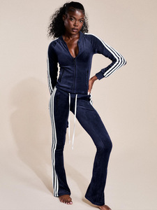 Completo Loungewear da <span class=keywords><strong>Donna</strong></span> in Poliestere Due Pezzi, Maniche Lunghe, Comodo e Casual, <span class=keywords><strong>Pantaloni</strong></span> a Zampa con Fodera in Pile per Relax e Sport - Product Image 6