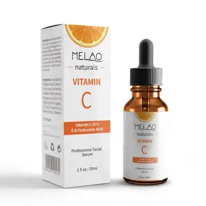 Novo soro orgânico MELAO de vitamina C anti-idade, ácido hialurônico para poros, soro hidratante para clareamento e cuidados com a pele, 30ml, mais brilhante
