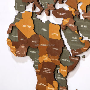 Arredamento di arte della parete di legno grande 3D colore marrone mappa del mondo di viaggio con <span class=keywords><strong>pini</strong></span> - Product Image 3