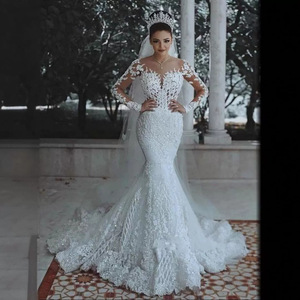 knee length dresses for ladies Chapel Train Vintage Lace Wedding Dresses Long Sleeves Wedding Gown Apd2174