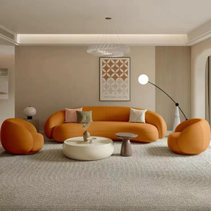 Muebles Foshan, <span class=keywords><strong>sofá</strong></span> seccional exuberante, nuevo diseño de calidad, <span class=keywords><strong>sofá</strong></span> moderno Modular para sala de estar, <span class=keywords><strong>sofá</strong></span> cómodo de tela redonda y curvada - Product Image 2