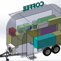 Remorque de camion-restaurant en aluminium sur mesure à 4 roues, type camping-car, avec cuisine complète, résistante à la rouille, alimentation intégrée et isolation.