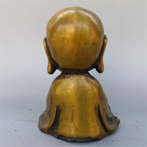 Venta caliente pequeño <span class=keywords><strong>monje</strong></span> estatua ornamento cobre puro bronce budismo figura Metal artesanía fundición - Product Image 5