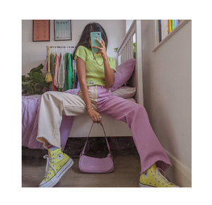 Pantalones rectos holgados de cintura alta para mujer, Vaqueros informales de costura simple de color liso para primavera 2022 - Product Image 1