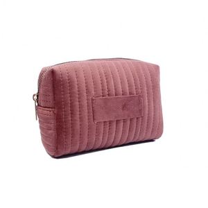 Bolsa de Cosméticos de Viaje de Lujo Personalizada, Bolsa de Maquillaje de Felpa a Rayas para Damas de Honor, en Oferta - Product Image 5