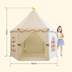 Enfants enfant en bas âge <span class=keywords><strong>Beige</strong></span> coton tissu tente enfants tente intérieur yourte indien <span class=keywords><strong>tipi</strong></span> Pop up Playhouse pour bébé cadeaux de noël - Product Image 3
