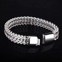 Bracelet Homme Hip Hop en Acier Inoxydable Entièrement Tressé, Maillons Cubains Audacieux Double Face, Multi-brins, Résistant au Ternissement