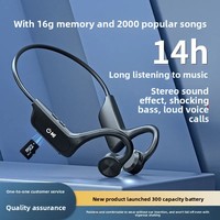 Earphone Nirkabel Konduksi Tulang Terlaris 5.0 dengan Slot Kartu Memori, Kontrol Suara, Desain Pengait Telinga, Tahan Air