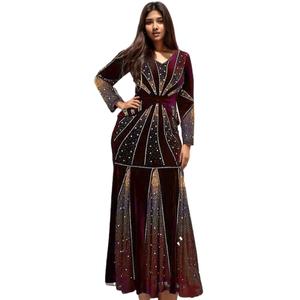 Robe de soirée élégante de haute qualité à manches longues et à perles, robe de soirée formelle pour femmes, mode féminine - Product Image 1