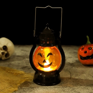 Lanterne citrouille LED d'Halloween à piles avec poignée pour décoration de fête sur porche, intérieur, extérieur, veilleuse - Product Image 4