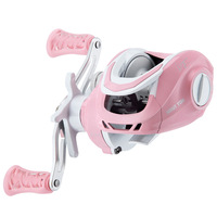 Moulinet de pêche longue portée Macaron Rose Teardrop avec alarme de frein, moulinet baitcasting léger, rapport de transfert 6.3:1, pour la pêche en surf