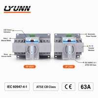 Disjoncteurs à commutation automatique/manuelle 2P 3P 4P 63A, interrupteur de transfert automatique double alimentation AC230V 50/60Hz MCB avec communication RS485