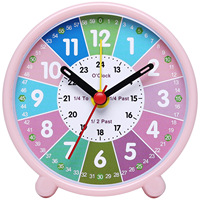Horloge de bureau en résine avec mouvement silencieux à quartz Design circulaire Horloge mignonne colorée pour la salle de classe des enfants