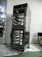 Chariot chauffe-plats commercial multifonctionnel en acier inoxydable à double porte vitrée, 13 plateaux, pour poulet frit