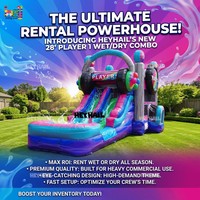 Château gonflable commercial à thème de jeu, grande structure de saut combinée avec toboggan aquatique pour adultes et enfants