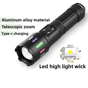 Lampe torche tactique <span class=keywords><strong>LED</strong></span> zoomable, laser blanc 30W, 5 modes, rechargeable USB-C avec indicateur de batterie pour l'extérieur - Product Image 2