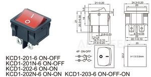 Chất Lượng Cao Hot Bán Không Có Chiếu Sáng 2 Cực 1 Nút Màu Đỏ On-Off Hình Chữ Nhật Hình Dạng Thu Nhỏ Rocker Chuyển Đổi Với 4 Pin Thiết Bị Đầu Cuối - Product Image 2