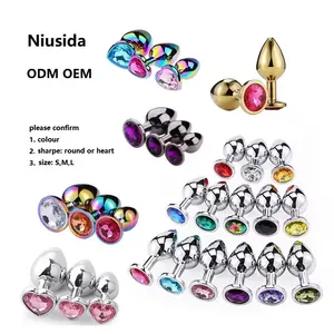 3 Size Anal Plug Heart Stainless Steel Crystal Anal Plug Removable Butt Plug Stimulator Anal Sex Toys Prostate Massager Dildo