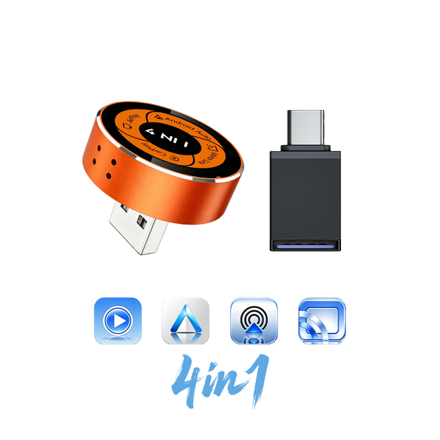 Wireless Carplay/ Android Auto 4 In1 Adapter Airplay Miracast 1Year Warranty Plug &Play 4 in 1 CarPlay Adapter