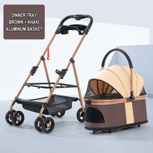 Best-seller mondial en gros : Poussette de luxe Oxford à 4 roues pour animaux de compagnie, pliable et portable, pour chat et chien, chariot de voyage, fournitures pour animaux - Product Image 4