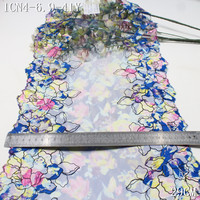 Bordure en dentelle brodée 29 cm, tissu en dentelle brodée à fleurs colorées douces pour la couture de lingerie, fournisseur en gros