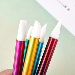 5 pièces/ensemble dégradé poignée en métal Double extrémité Nail Art <span class=keywords><strong>brosse</strong></span> ongles pointe plate applicateur d'ongles Silicone <span class=keywords><strong>brosse</strong></span> Dot <span class=keywords><strong>perceuse</strong></span> stylo ensemble - Product Image 6