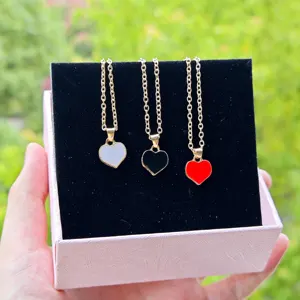 Wannee Fashion Vintage 3 Colors Necklace Chain For Women Jewelry Accessories Wholesale Heart Pendants Necklace