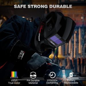 Casco <span class=keywords><strong>de</strong></span> Soldadura con Oscurecimiento Automático ARCCAPTAIN, 4 Sensores <span class=keywords><strong>de</strong></span> Arco, Tiempo <span class=keywords><strong>de</strong></span> Respuesta <span class=keywords><strong>de</strong></span> 1/25000s, Energía Solar, Color Real, Negro Brillante, Hecho en China - Product Image 2
