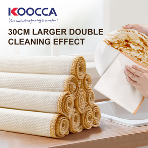 KOOCCA Material de microfibra ecológico paños de limpieza patrón de <span class=keywords><strong>rejilla</strong></span> 30cm tamaño más grande paño de toalla de cocina con cordón - Product Image 4